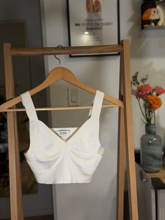 COS Tops - COS Cream Knit Crop Top Sweetheart Neck S
